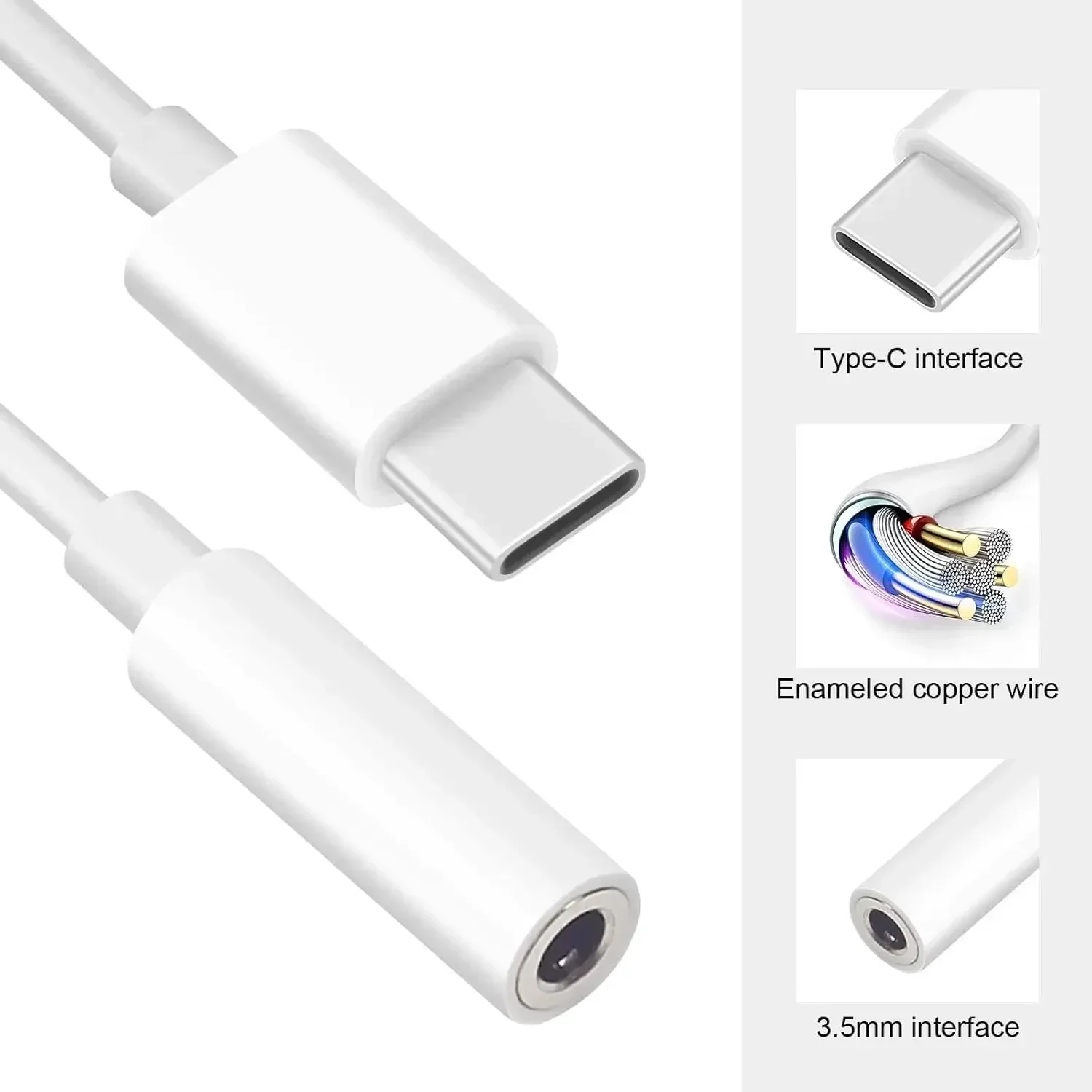 Type C Headphone adapter for Headphones 3.5mm Jack Mobile Music Cable Mobile Phone Accessory for iPhone Xiaomi - Image 2