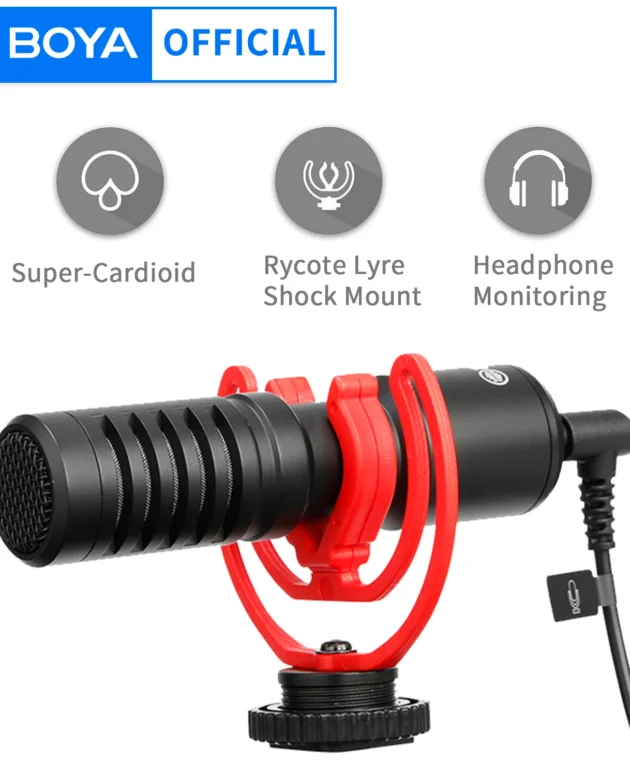 BOYA Professional Shotgun Condenser Microphone BY-MM1+ Mini Microfone for PC iPhone Camera Blogger Streaming Youtube Vlogging
