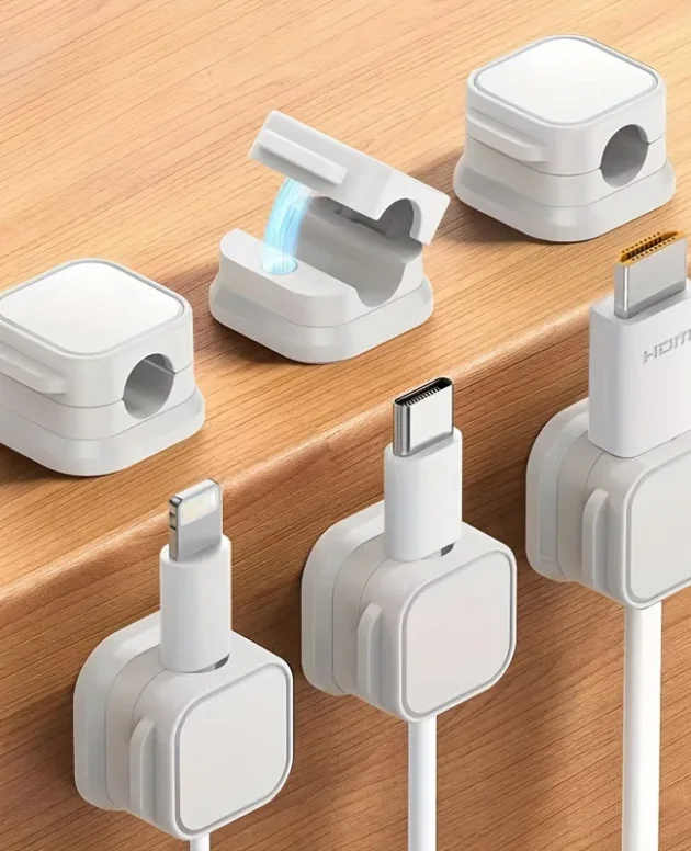 6/12pcs Magnetic Cable Clips Smooth Adjustable Cord Holder Under Desk Wire Keeper Management Organizer New