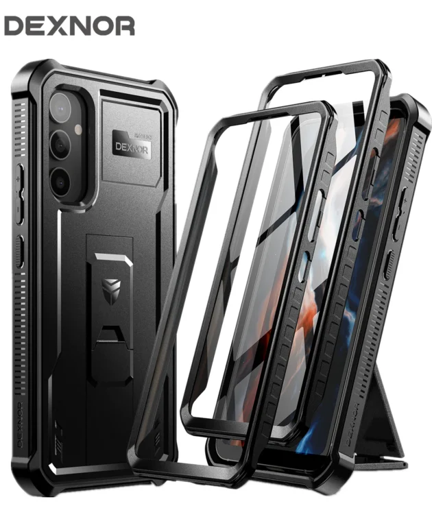 Dexnor For Samsung Galaxy A54 5G Case (2023) Full-Body Rugged Holster & Kickstand Shockproof Case with Built-in Screen Protector