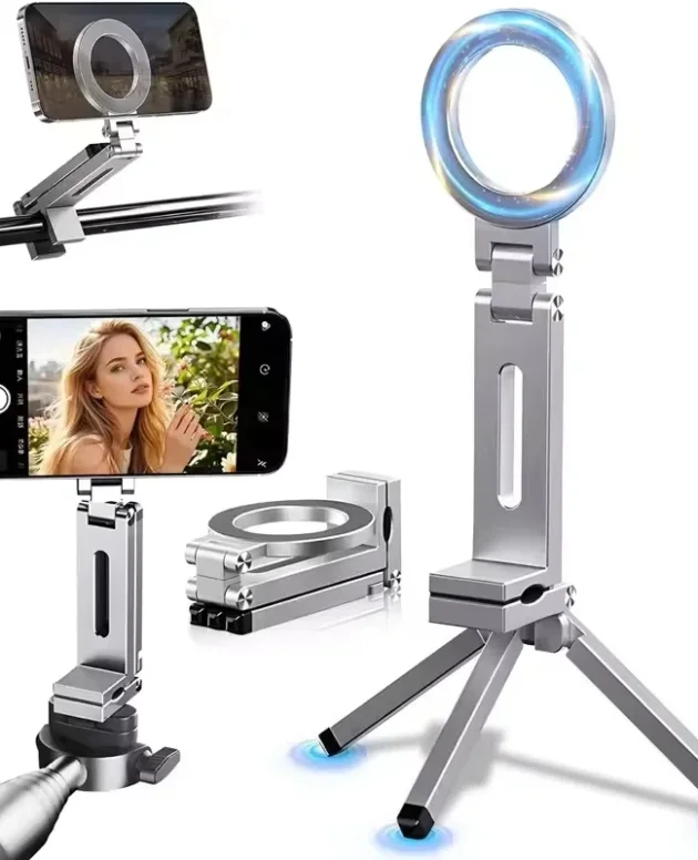 1/2 Piece Magnetic Phone Holder Tripod, Magnetic Selfie Phone Stand, Travel Essential, Flexible Rotating Hands-Free Airplane Phone Holder, Handheld Seat Stand