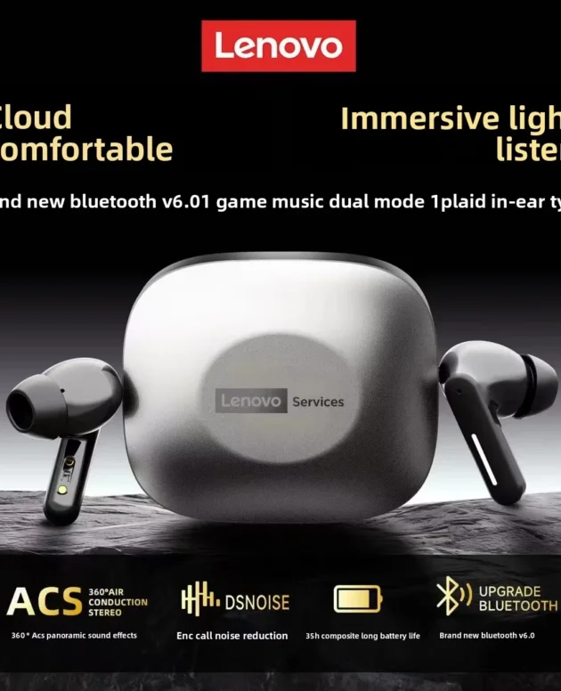 Lenovo LE209 TWS Wireless Earphones Bluetooth 6.0 In Ear Earbuds Stereo ENC Noise Cance Earphones Long Battery Life With Mic