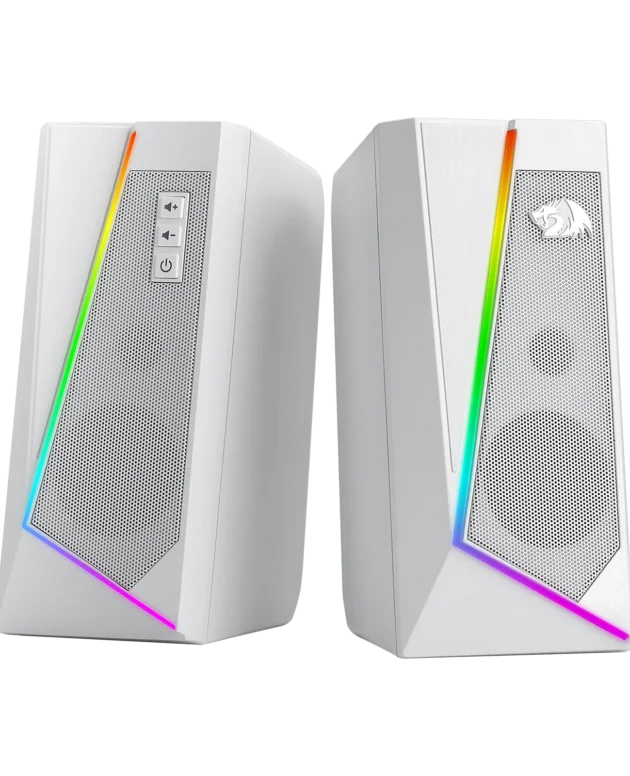 Redragon GS520 RGB Desktop Speakers, 2.0 Channel PC Stereo Speaker with 6 Colorful LED Modes, Enhanced Sound, White/Pink