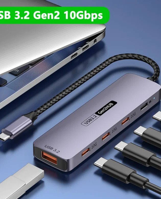 10Gbps USB3.2 Gen2 HUB USB C Splitter Hub 10Gb for PC Laptop MacBook Air/Pro iPhone 15/15 Plus/15 Pro Max Samsung S24 S23 Ultra