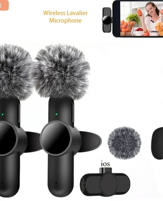 2.4G Wireless Lavalier Microphone Audio Video Recording Noise Cancelling for IPhone/iPad/Android/Xiaomi/Samsung Live Game Mic