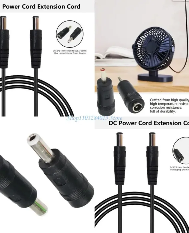 R6FF Universal Power Connectors 5.5mmx2.1mm Female to Male Power Adapter for Laptops
