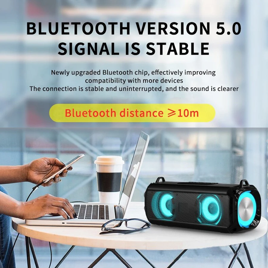 Portable Subwoofer Caixa De Som Bluetooth Speaker Wireless Radio FM Sound Box Music Bocina Bass With Lamp Column Blootooth Audio - Image 3