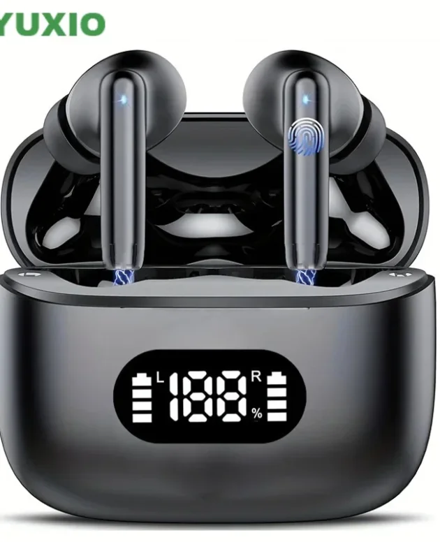 UYUXIO Wireless Earphone 40dB Noise Cancelling Bluetooth 5.3 Headphone ENC with LED Display HD TWS Earbuds Transparency Mode