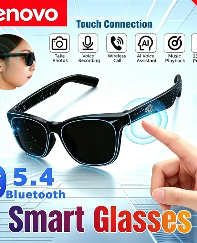 Lenovo Remote Control Touch Smart AI Glasses 8K HD Camera Recording Translator Voice Assistant Music Bluetooth5.4 Men Sunglasses