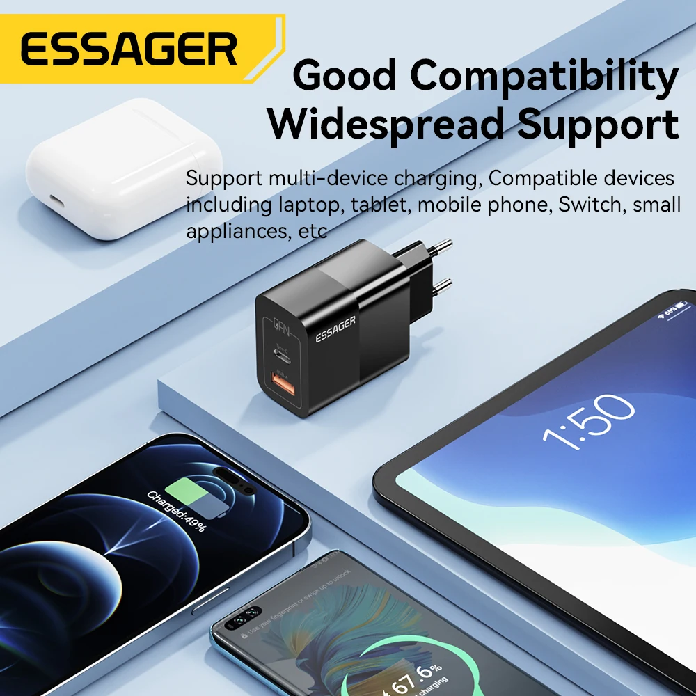 Essager USB Type C Fast Charger 33W QC PD 3.0 Dual Port Mini Portable Adapter For IPhone 14 13 12 IPad Xiaomi Fast Wall Chargers - Image 5