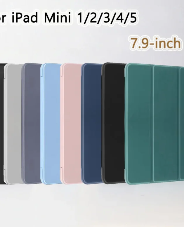 For iPad Mini 5 2019/ Mini 4 3 2 1 7.9 inch, Soft Silicone Shell Trifold Stand Folio Smart Case for iPad Mini 5 4 3 2 1