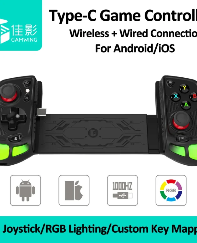 Gamwing AB05 Type-C Telescopic Gamepad For Android/iOS/Mobile Phone Game Controller with Hall Joystick& RGB&Customizable Mapping