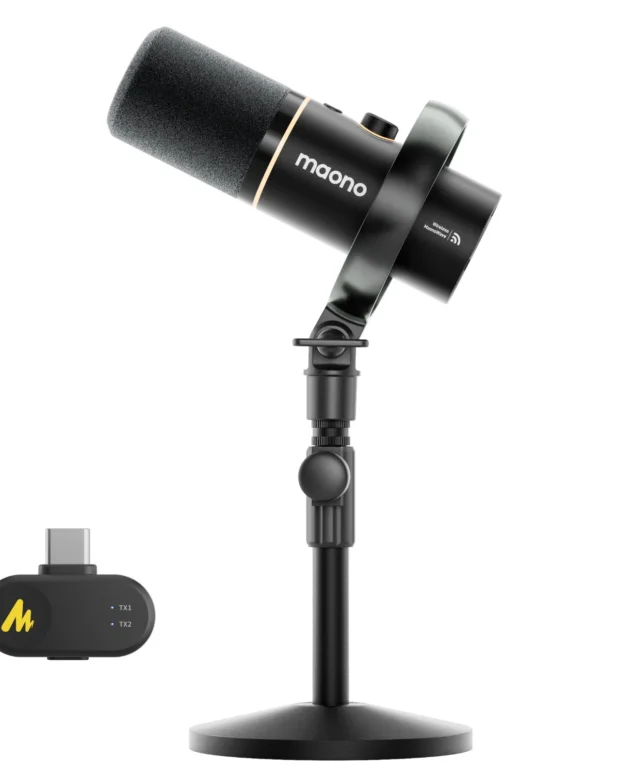 maono PD200W Hybrid Wireless Podcast Mic for PC/Phone/Camera XLR/USB Dynamic Microphone for Streaming Recording Content Creation