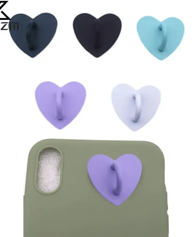 Adhesive Metal Heart Phone Charm Holder Mobile Phone Case Finger Ring Stand Hooks Buckle Charms Clasp Accessories