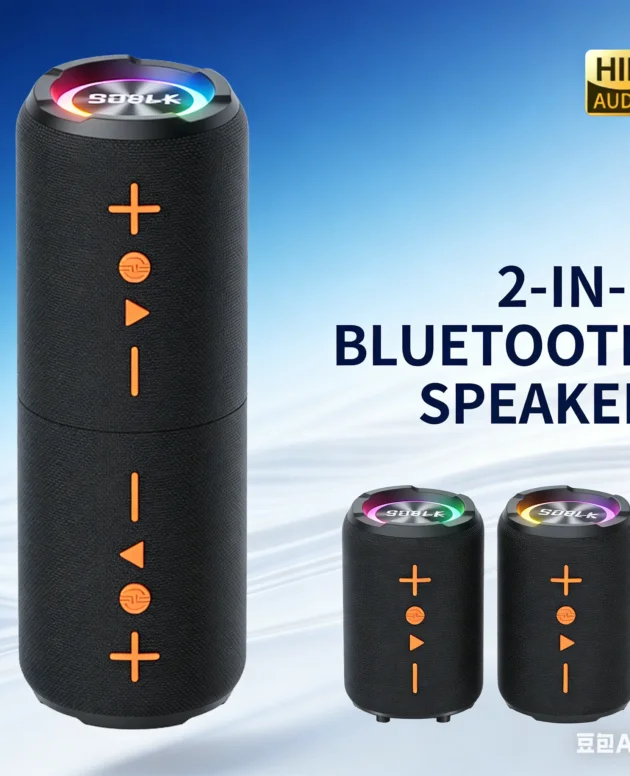 2-in-1 Separable Bluetooth Speakers SODLK TX9 Portable Wireless Speaker HIFI Audio Bass Boost with RGB Light TF Card AUX Input
