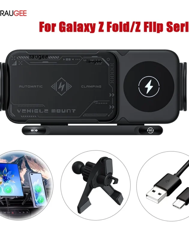 Wireless Car Charger Dual Coil Fold Screen Car Phone Holder For Samsung Galaxy Z Fold Flip 7 6 5 4 Fast Charging Station Stand
