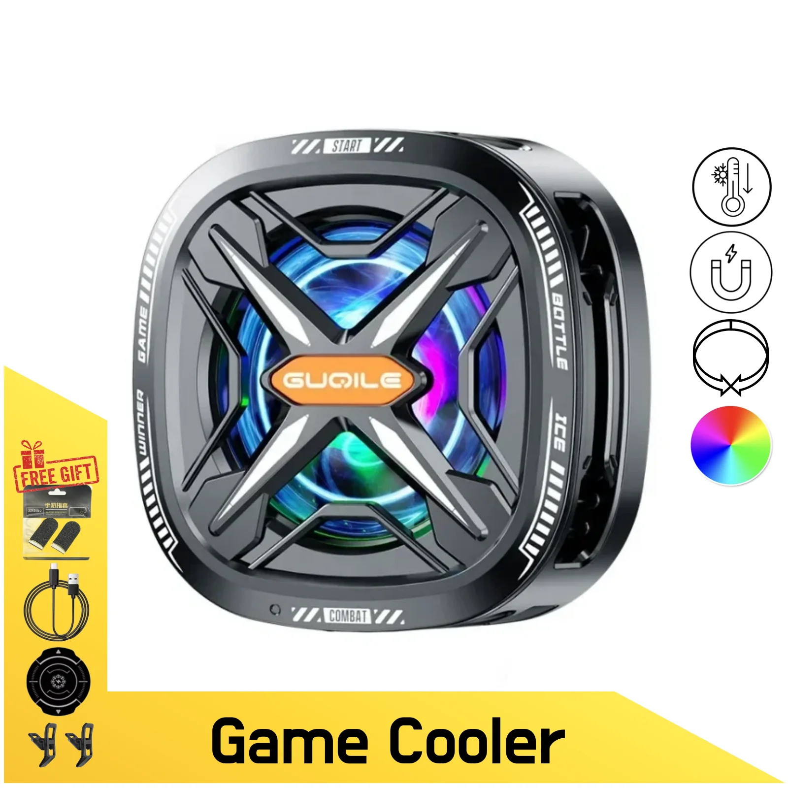 FS05 Portable and Silent Thermoelectric Cooling Fan, Semiconductor-Based Technology Cooler, Universal for iOS/Android