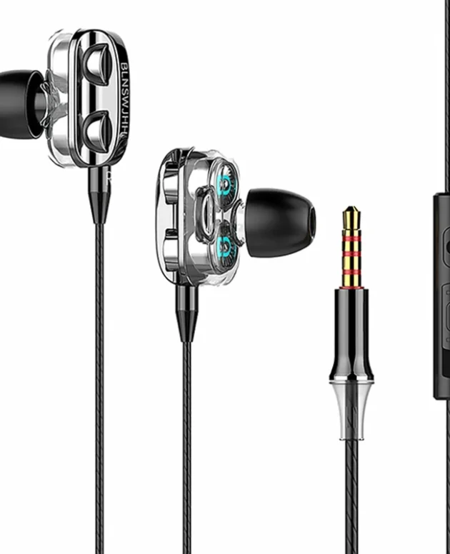 Universal Wired 3.5mm Jack Headset Double Horn 6D Stereo Heavy Bass Music Earphones With Mic Gaming Handsfree In-ear Earbuds