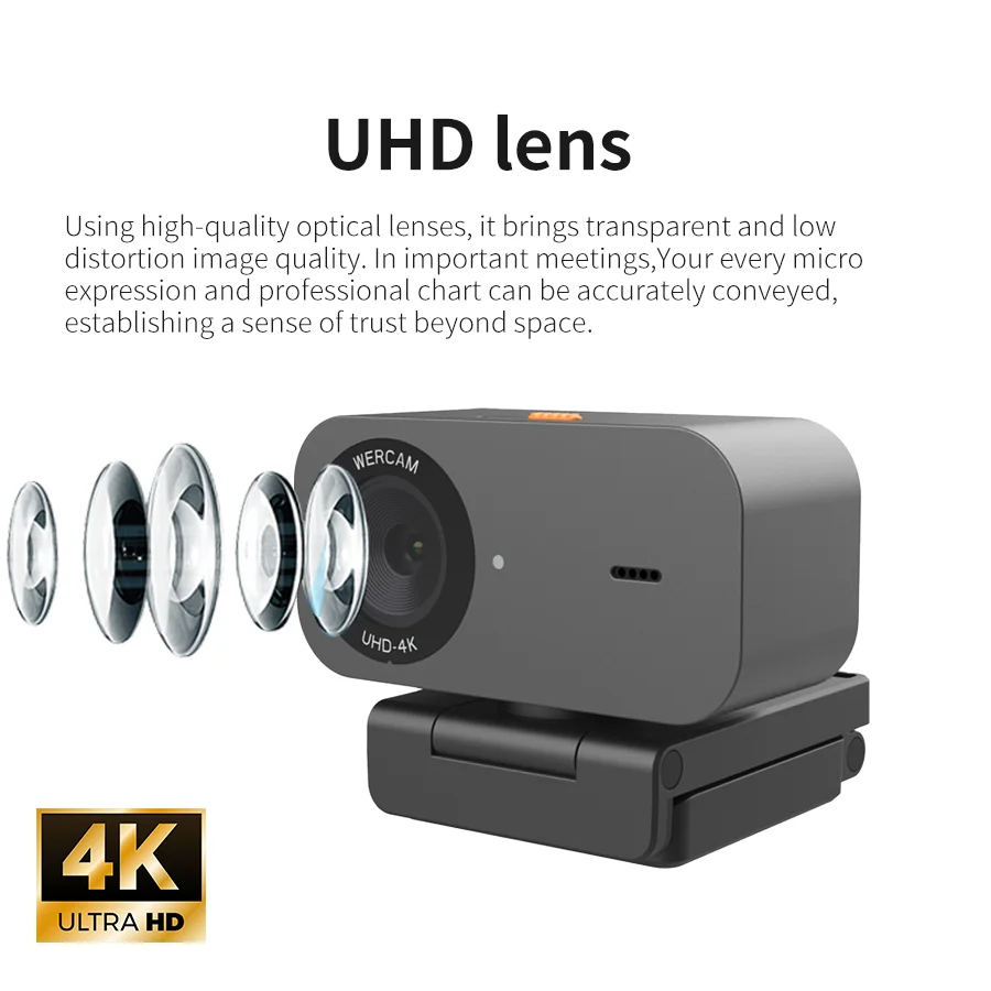4K Ultra HD Webcam with Privacy Cover, Autofocus, 360° Adjustable, USB Plug and Play for Video Conference, Live Streaming - Image 5