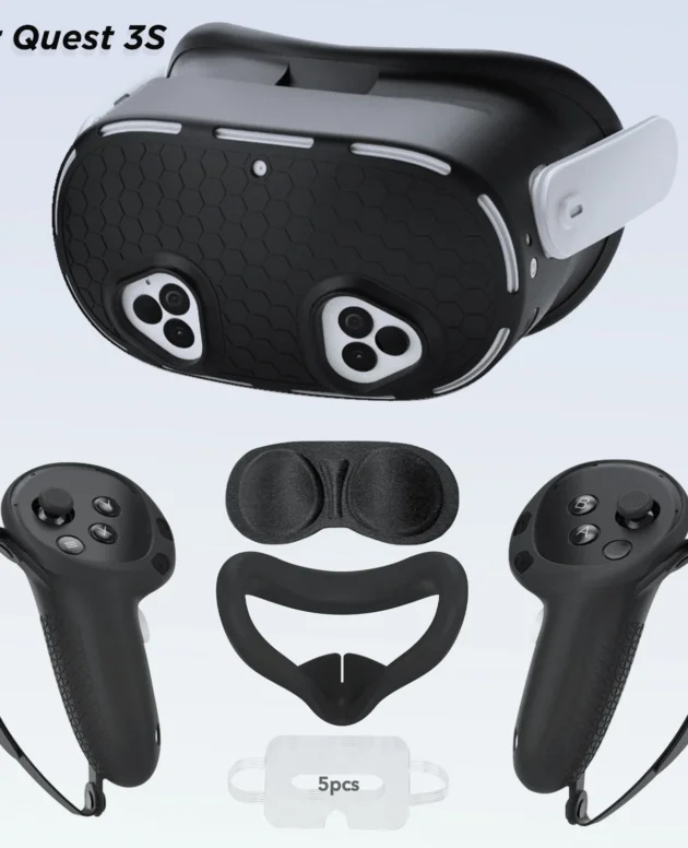 Silicone Cover Set for Oculus/Meta Quest 3S VR Headset Controller Grip Protective Cover Lens Cap Face Case Eye Mask Accessories