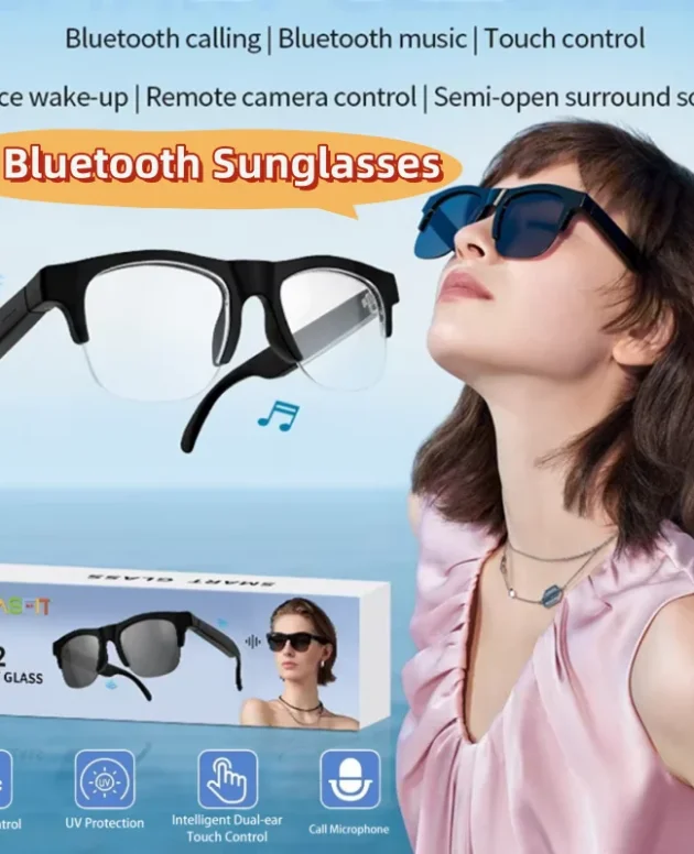 Smart AI Bluetooth Sunglasses Glasses Call Outdoor Sports Headphones HIFI Black Technology Anti-touch UV For Men And Women New