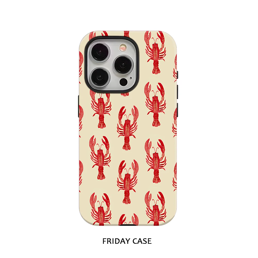 Fashion fun lobster party Phone Case for iPhone 17 16e 16 15 14 13 12 11 X 7 8 Air Pro Max Plus Luxury Double-layer Back Cover