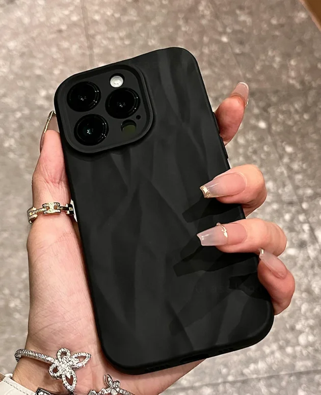 Soft Silicone Phone Case For iPhone16 15 14 13 12 11 Pro Max X Xs XR Max Candy Bumper Fold Pattern Cover