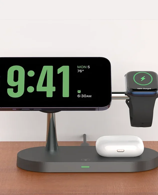 3 in 1 Wireless Charger Stand Magnetic For iPhone 12 13 14 15 Fast Charging Station for Apple Watch 9 8 7 6 5 Airpods 2 3 Pro
