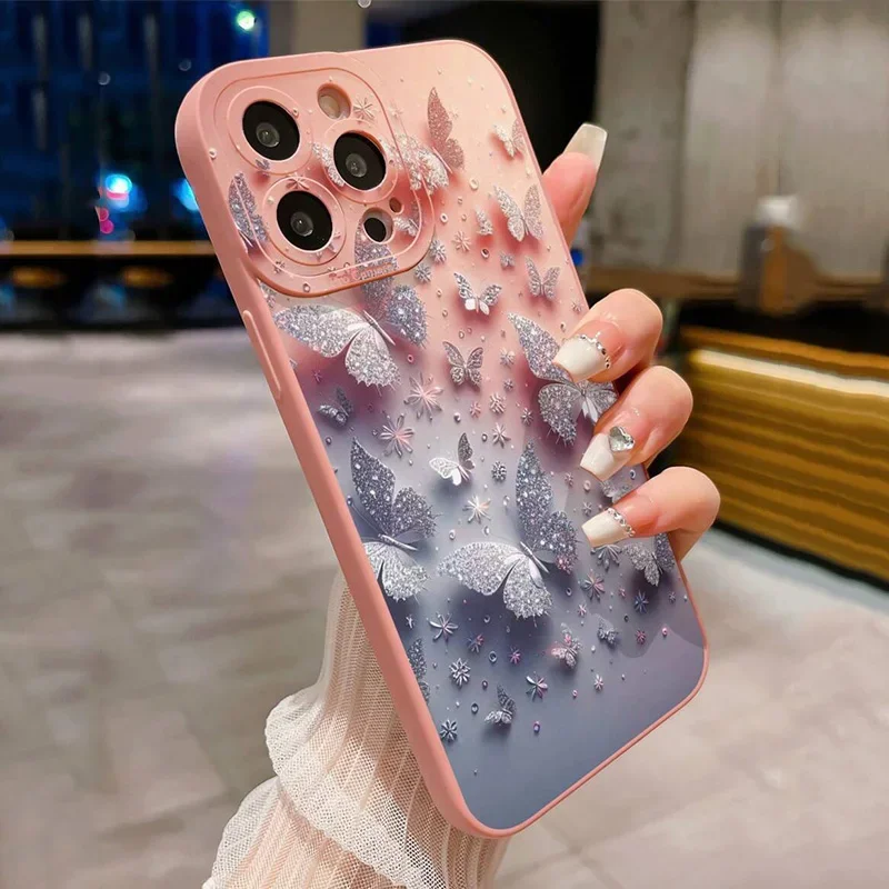 Butterfly & Floral Design Shockproof Phone Case for iPhone 11 12 13 14 15 16 Pro Max 16E Mini XR XS X 7 8 Plus SE2 Matte Cover - Image 5