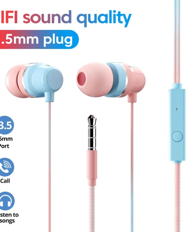 OLAF 3.5mm Jack In Ear Dual-color Wired Headphones With Mic Sports Earphones HIFI Handsfree Cable Earbuds For Android Smartphone