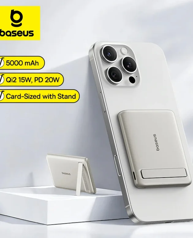 Baseus Qi2 Magnetic Power Bank With Kickstand PD 20W 5000mAh Portable Wireless Fast Charging PowerBank For iPhone Samsung Xiaomi