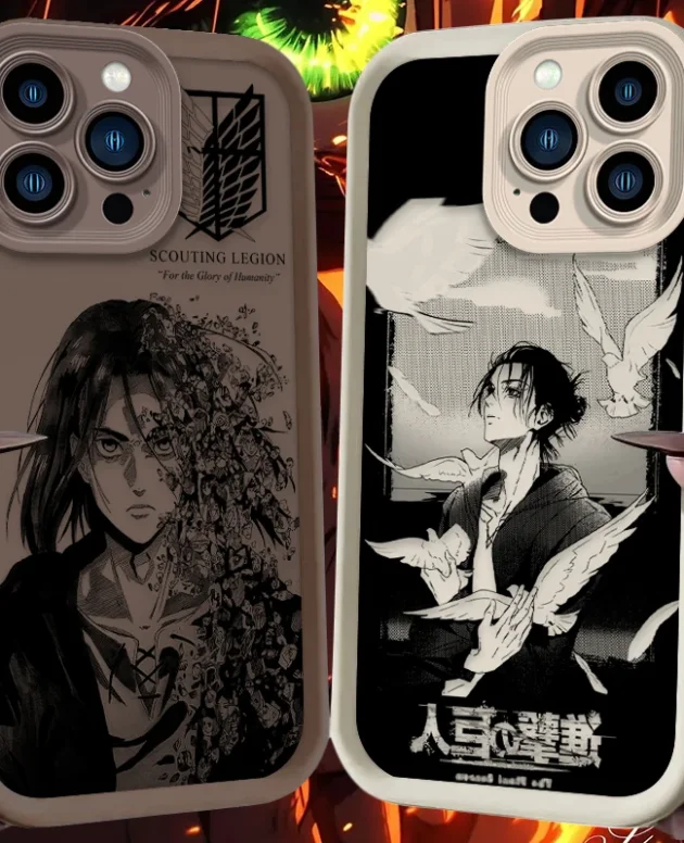 Anime Attack on Titan Eren Phone Case For iPhone 16 16E 15 14 12 13 11 Pro Max X XS X S Max XR SE 2020 SE4 7 8 Shockproof Cover