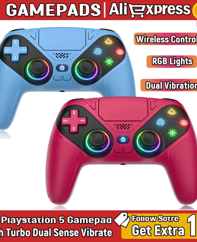 Joystick Wireless Controller For playstation 5/Pc controle ps5 With Turbo Dual Sense Vibrate Programming RGB Bluetooth Gamepad