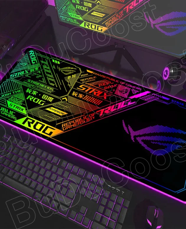 600x300x3mm RGB Gamer Glowing HD Keyboard Mat Asus Office Table New ROG Art Design Colorful LED Mouse Pad Rubber Non-slip Carpet