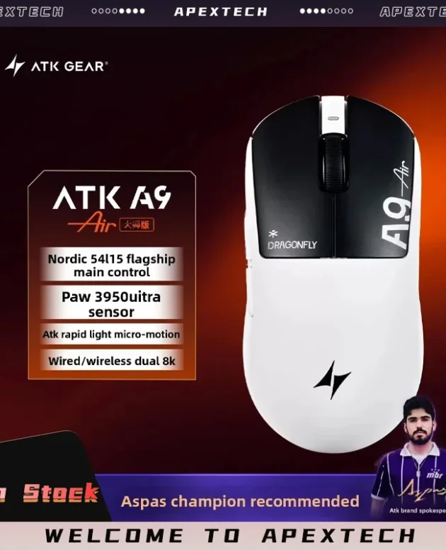 ATK Dragonfly A9 Plus / NB Ultra Gaming Mouse Dual 8K Polling Tri Mode PAW3395/3950 Sensor Ergonomic Esport PC Peripheral