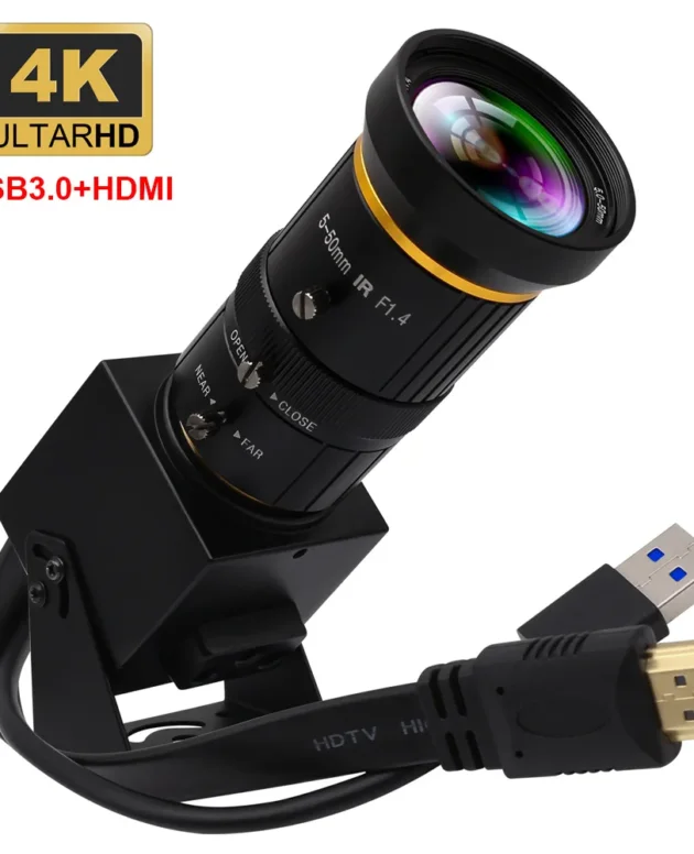 ELP USB Camera 4K Ultra HD Webcam High Speed 60FPS Optical Zoom Camera USB+HDMI Output Mini PC Camera for Conferencing and Video