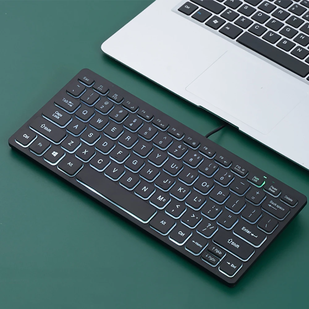 78 key Backlit Wired Keyboard Mini Small Laptop External Keyboard Portable Ultra-Slim Tablet Keyboard - Image 2