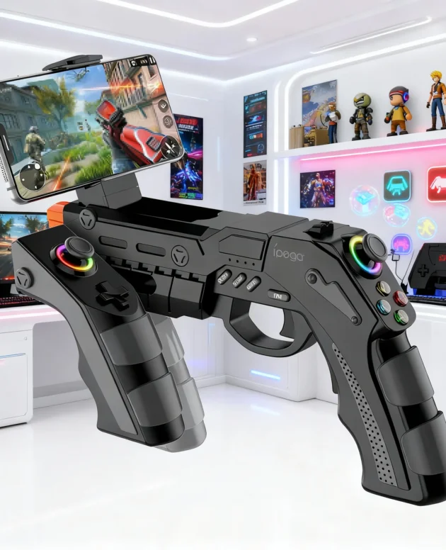 IPEGA Wireless Game Gun PG-9257 for PS4/PS3/Android/iOS/Switch/PC with Gyro,Vibration,Rapid Fire&RGB Lighting