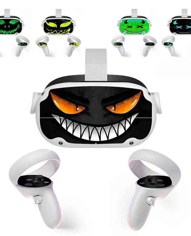 Sticker Vinyl Skin for Oculus Quest 2 VR Headset Controller PVC Decals Halloween Pattern Wrap Cover for Meta Quest2 Accessories