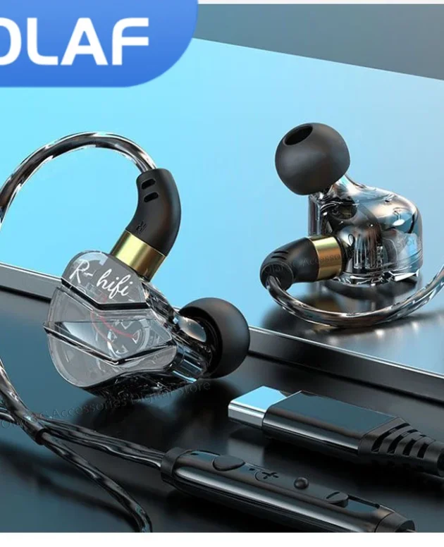OLAF HiFi Type C Gaming Headphones Wired Earphones Handsfree Bass Stereo 3.5mm Headset Gamer Sports Earbuds Noise Cancelling