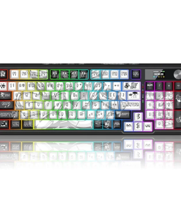 Redragon Wireless Gasket Gaming Hype Screen & Knob, 95 Keys Mechanical Keyboard,Easy-Control 1.14’’ TFT Info Display