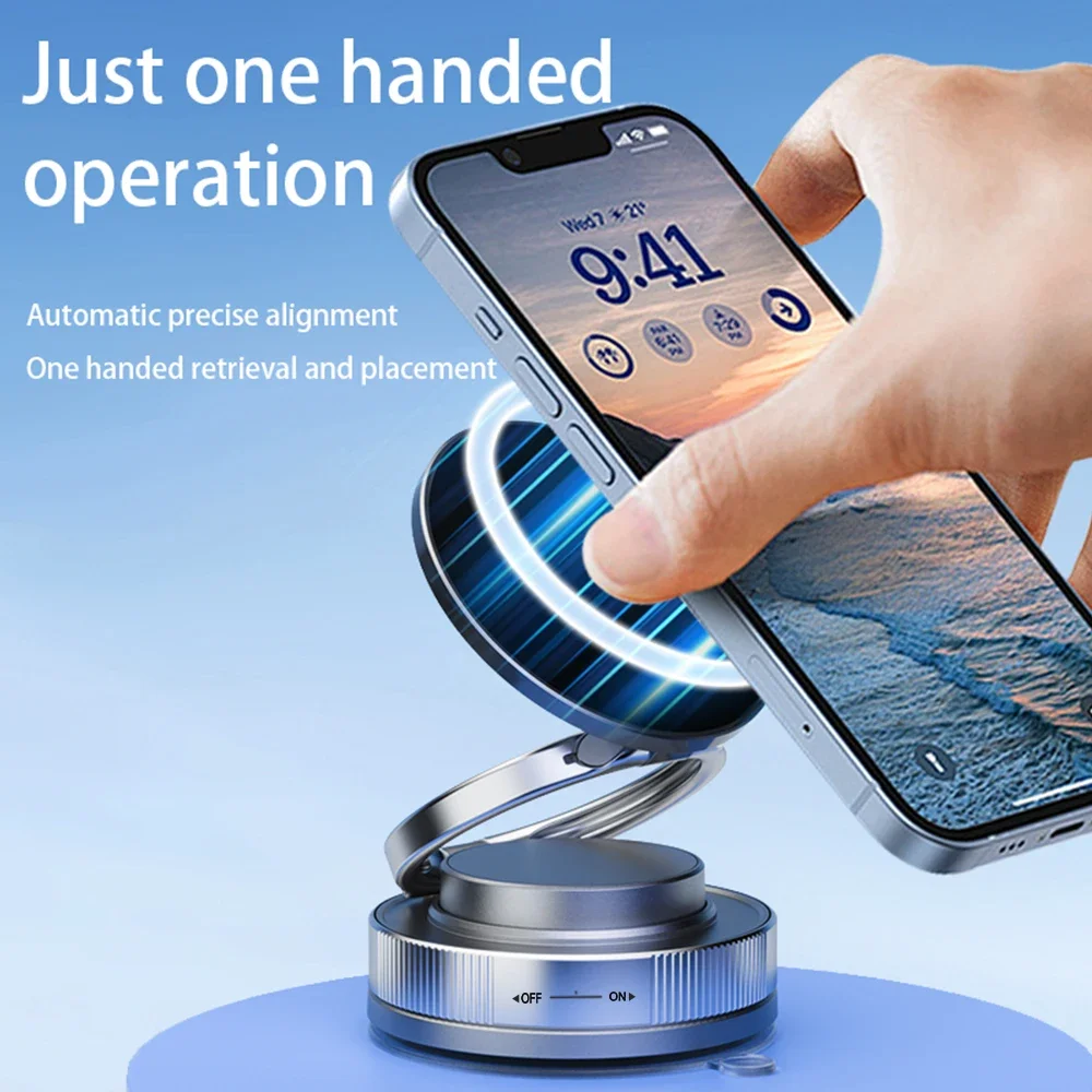 Double-Sided Suction Cup Bracket for Car Mount Phone Holder 360° Rotation Magnetic Vacuum Adsorption Foldable Phone Stand Holder - Image 6