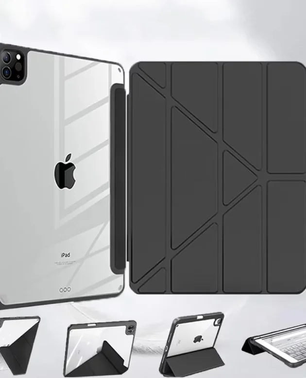 For 2024 iPad Case Air 11/13 M2 Pro 11/13 M4 for iPad Air 4 Air 5 Pro 11/12.9 iPad 5/6/7/8/9/10th Acrylic Clear Y-Fold Stand