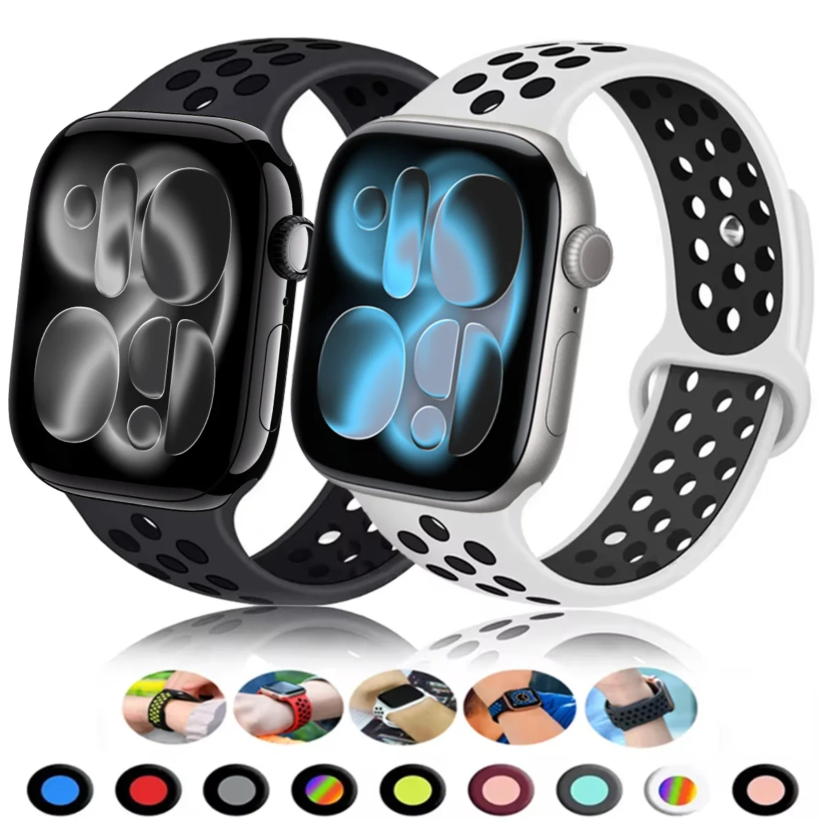 Sport Strap for Apple Watch Band 46mm 44mm 40mm 42mm 41mm 45mm Breathable Bracelet iWatch Series 11 10 9 8 7 6 SE Ultra 3 2 49mm