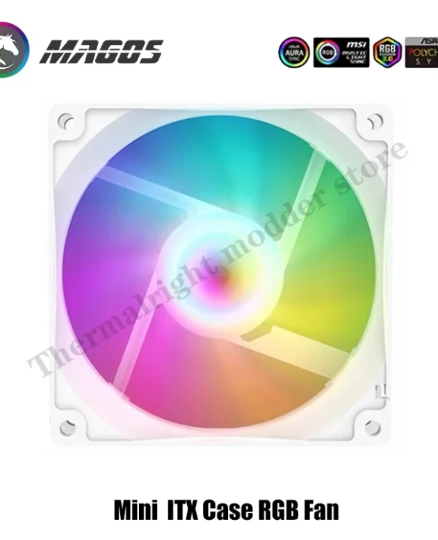 Mini ITX RGB Case Fan 8/9cm Match Water/Air Cooling Radiator Cooler Fan 9225/8025, Motherboard 5V SYNC + 4Pin PWM