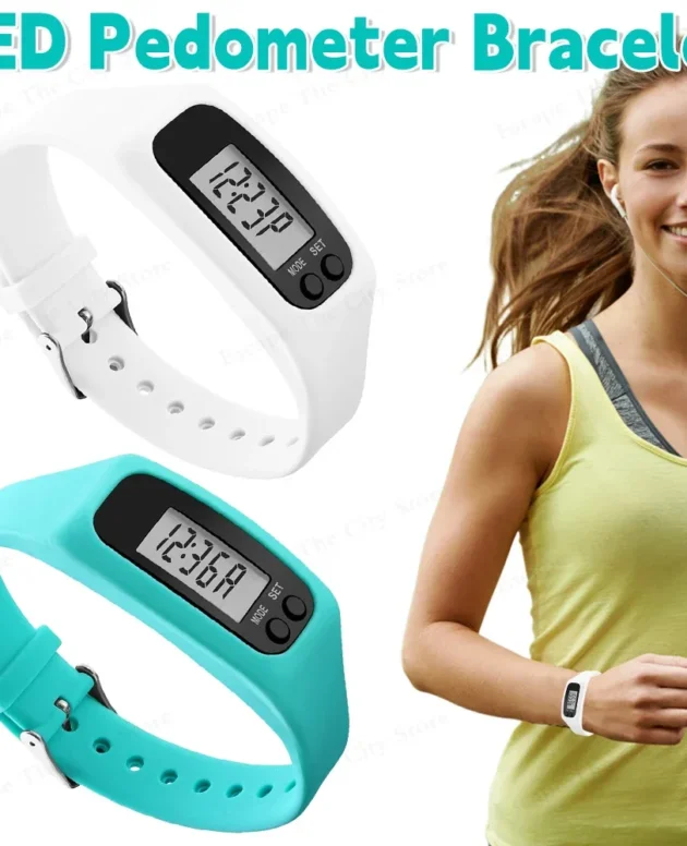 1/2PCS LED Pedometer Bracelet Step Counter Watch 12/24H Time Display Silicone Step Tracker Multi-Function Fitness Watch