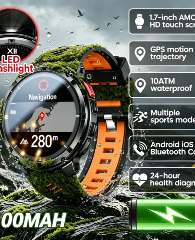 Forerunner TANK GPS Smart Watch New Original 1100mAh Battery 10ATM Waterproof with Flashlight BT Call Features for Outdoor Sport
