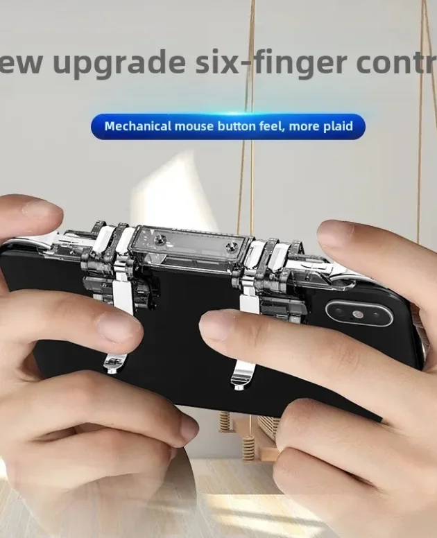 6 Fingers Cell Phone Gamepad Joystick Controller Z06 for PUBG Aim Shooting ABS Key Button Game Trigger for IOS Android Universal
