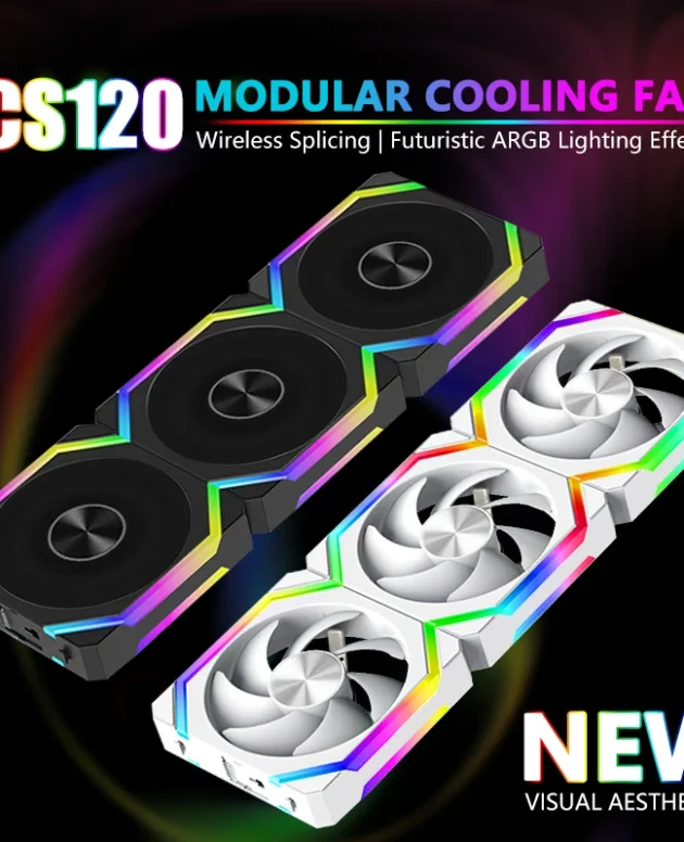 JUMPEAK CS120 ARGB Cooling Fan 360mm Modular Stackable Splicing PWM Silent 120mm RGB Fans Kit For Gaming PC Case Water Cooler