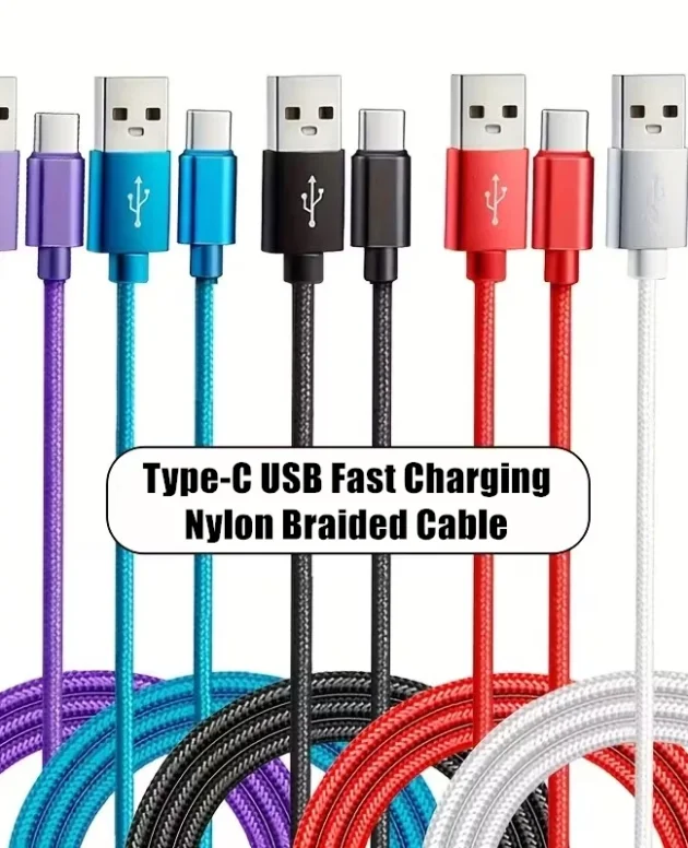 USB Type C Fast Charging Cable For Samsung Xiaomi Redmi POCO Honor OnePlus Quick Charge Braided Data Cables For iPhone 17 16 15
